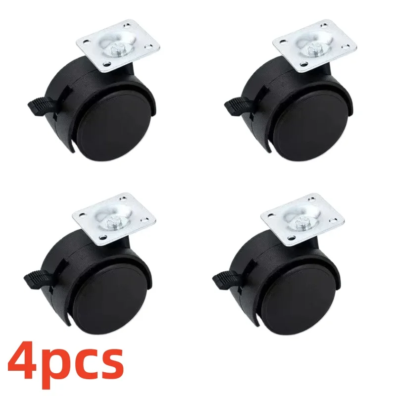 Office Furniture Hardware - 4pcs black plastic furniture wheels, office