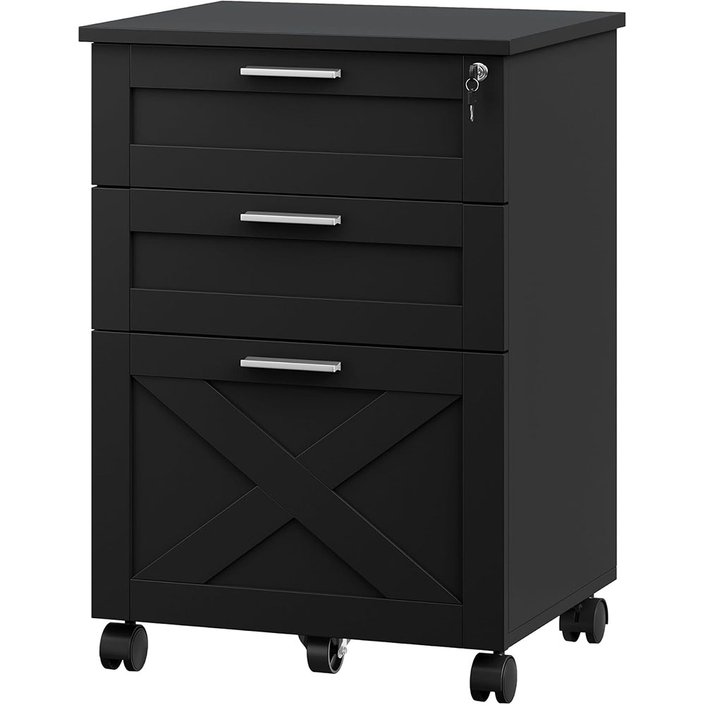 Office Furniture Hardware - 3-Drawer Rolling File Cabinet with Lock