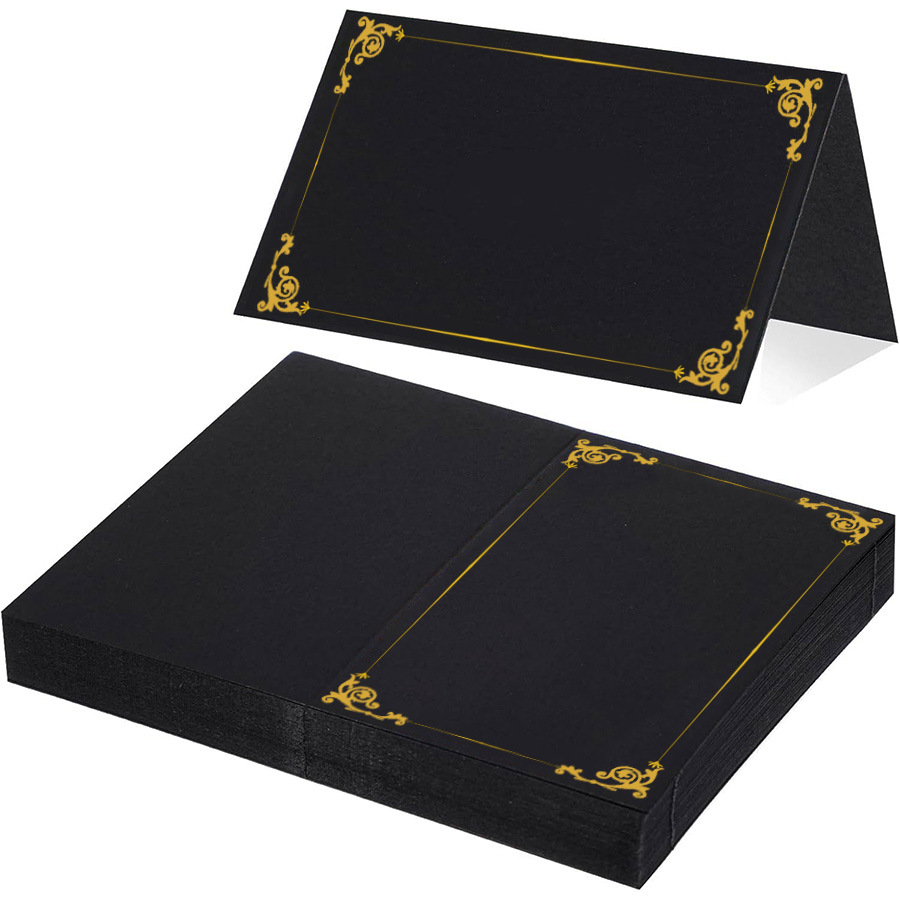 Work Office Furniture - 20/50/100pcs Half Fold Black Hot Stamping